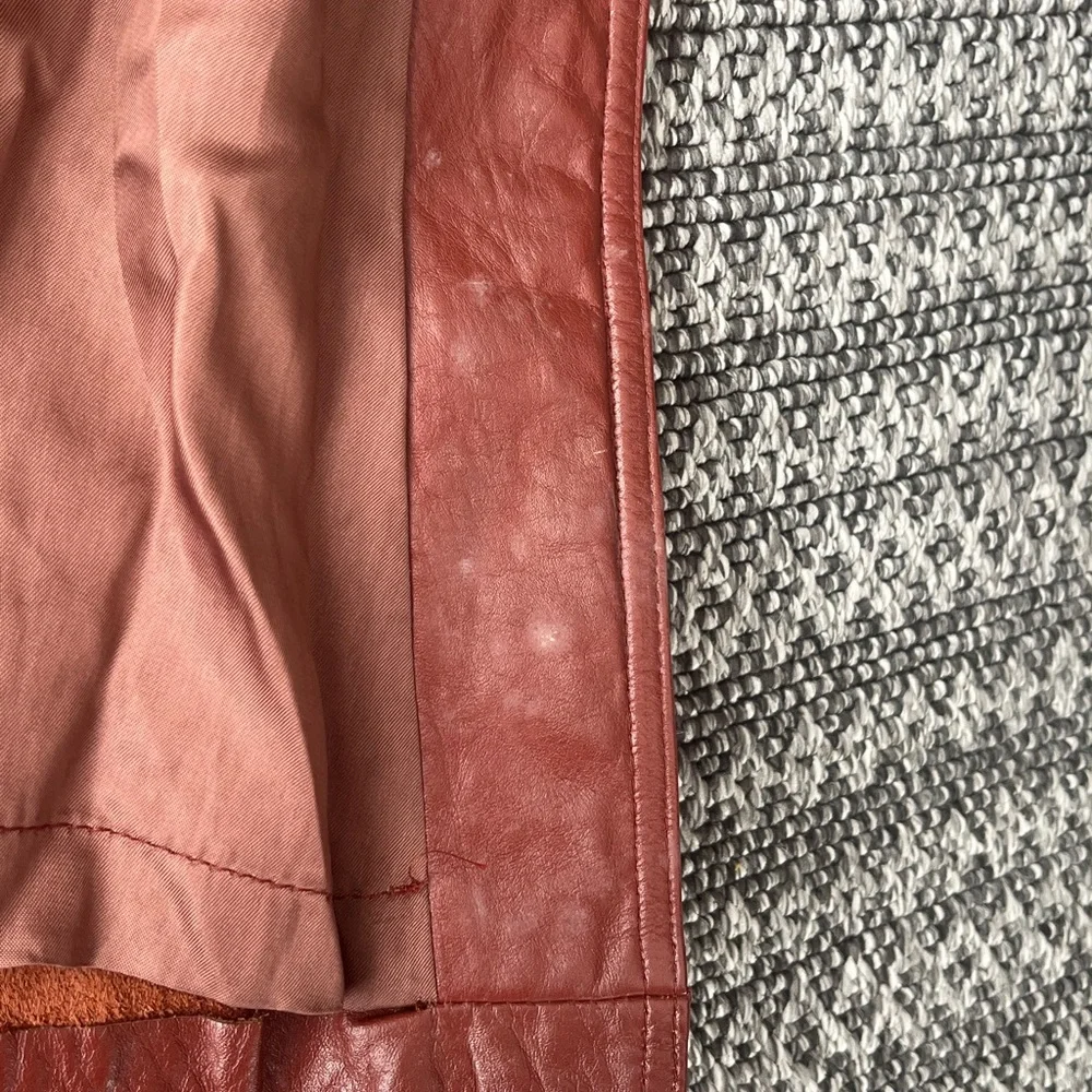 Vintage Red Leather Trench Coat - Picture 7 of 8